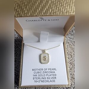Charlotte & Lexi Letter "S" Necklace, 14K Gold Plated Sterling Silver